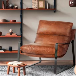 Fauteuil en tissu imitation cuir havane - Torsten