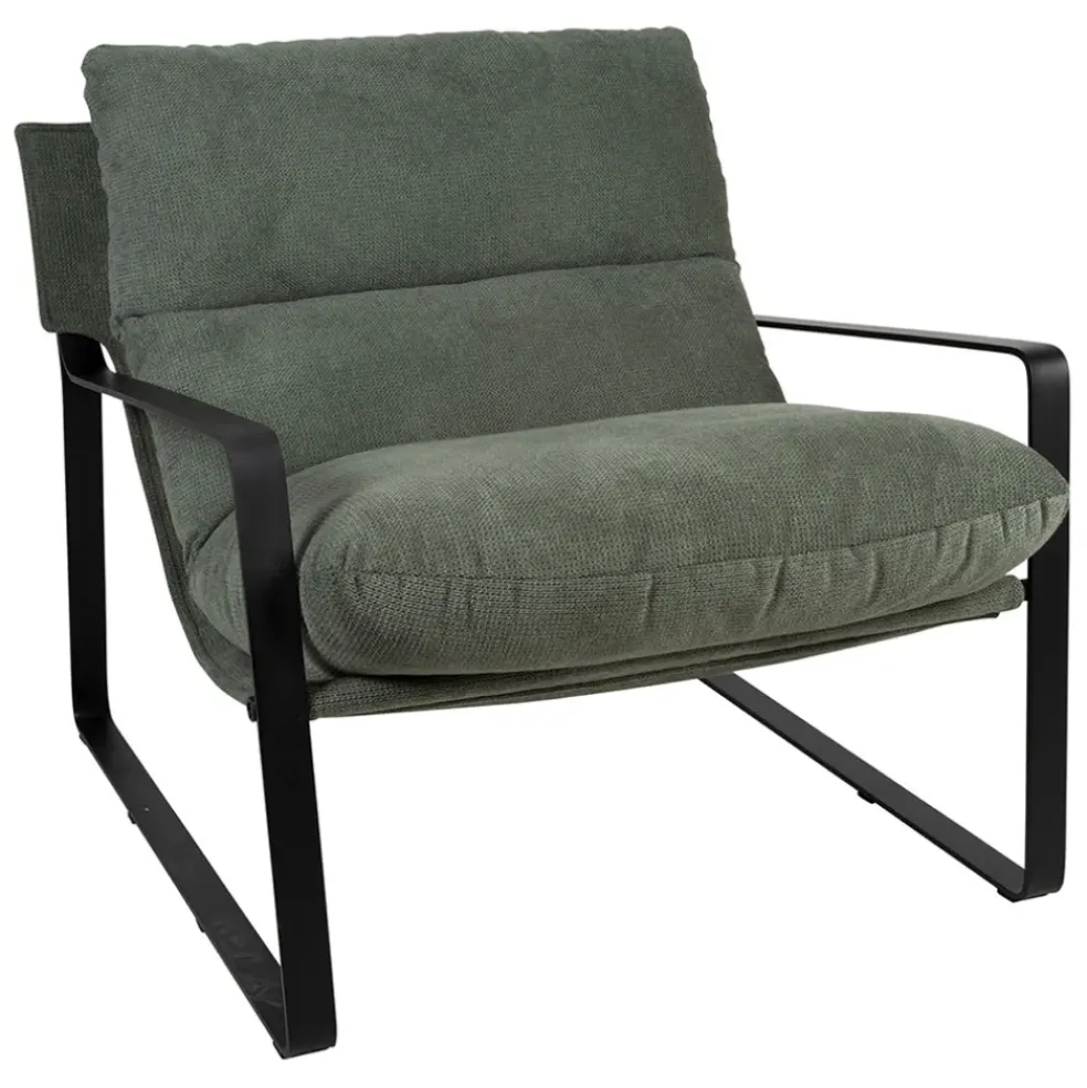 Fauteuil en tissu kaki et fer noir - Torsten
