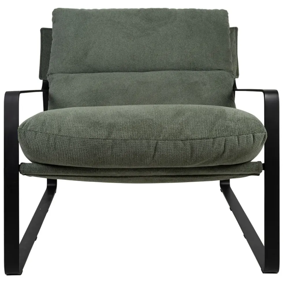Fauteuil en tissu kaki et fer noir - Torsten