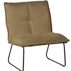 Fauteuil en tissu velours côtelé kaki - Calvin