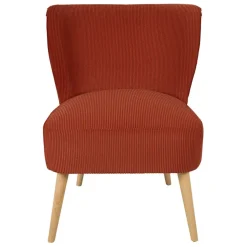 Fauteuil en velours côtelé terracotta - Eleonor