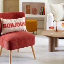 Fauteuil en velours côtelé terracotta - Eleonor