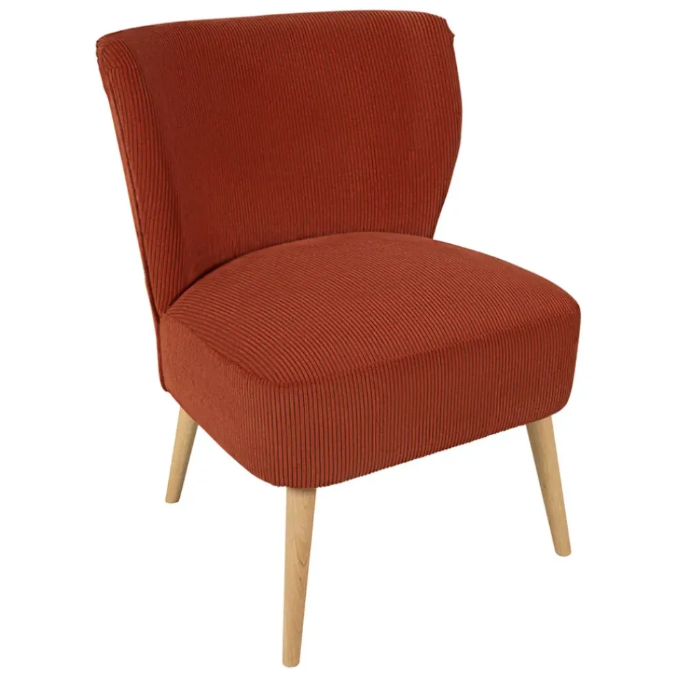 Fauteuil en velours côtelé terracotta - Eleonor