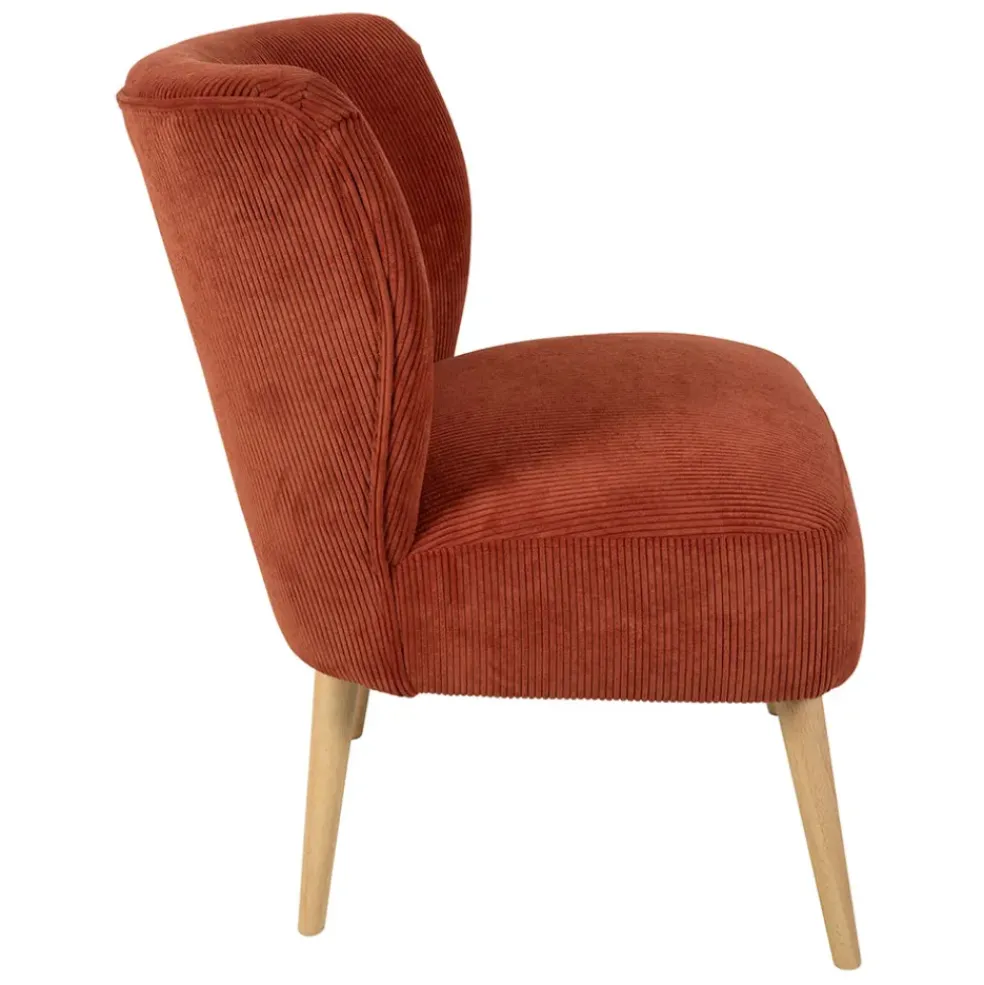 Fauteuil en velours côtelé terracotta - Eleonor