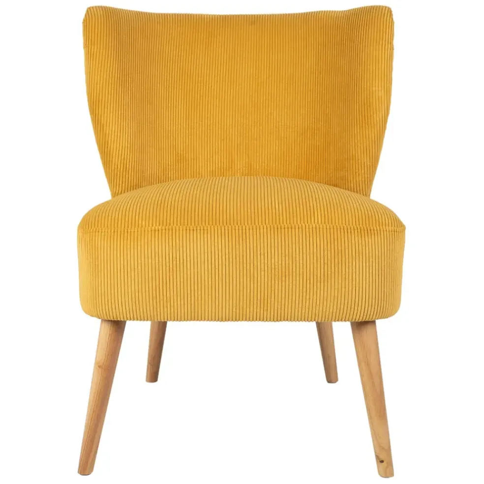 Fauteuil en velours côtelé moutarde - Eleonor