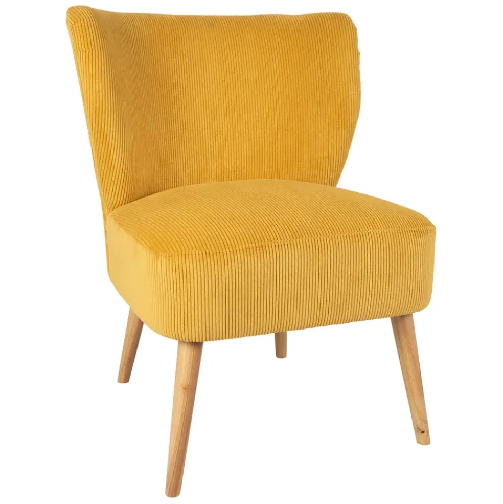Fauteuil en velours côtelé moutarde - Eleonor