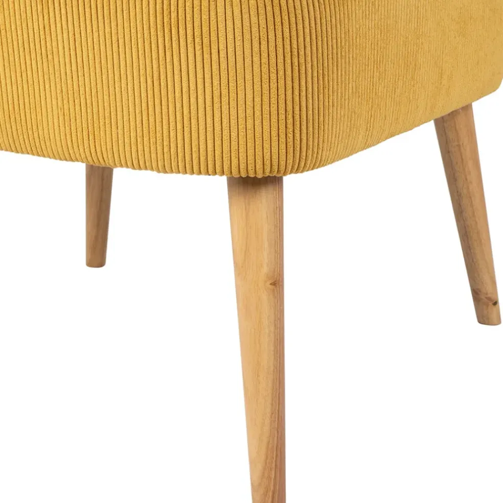 Fauteuil en velours côtelé moutarde - Eleonor