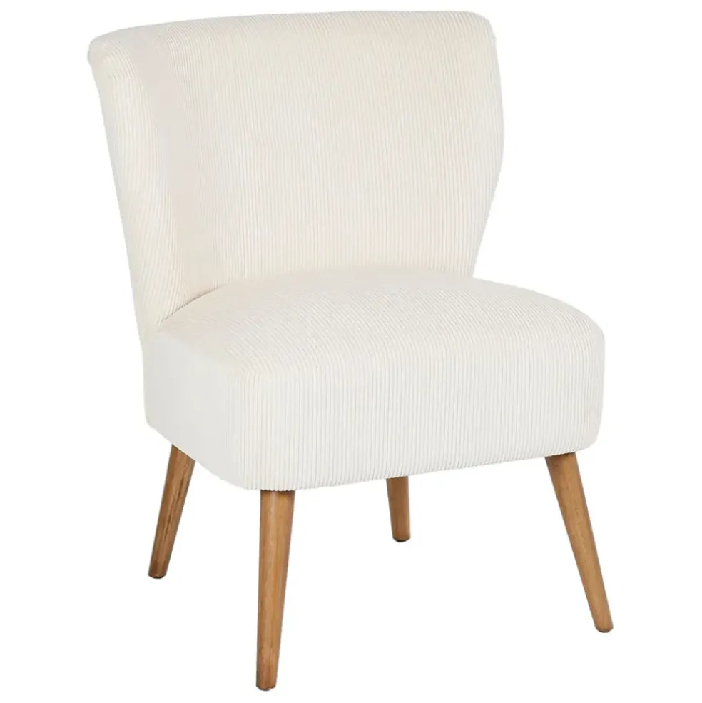 Fauteuil en velours côtelé écru - Eleonor