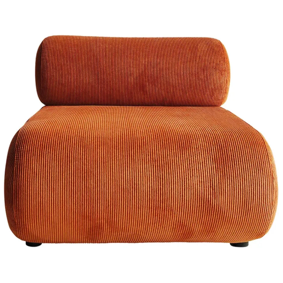 Fauteuil en velours côtelé terracotta - Chelsea