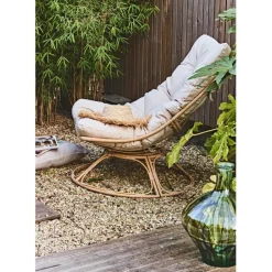 Fauteuil extérieur en métal beige - Petra