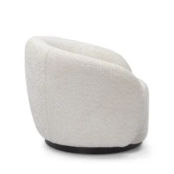 Fauteuil pivotant en tissu effet bouclette beige - Assa