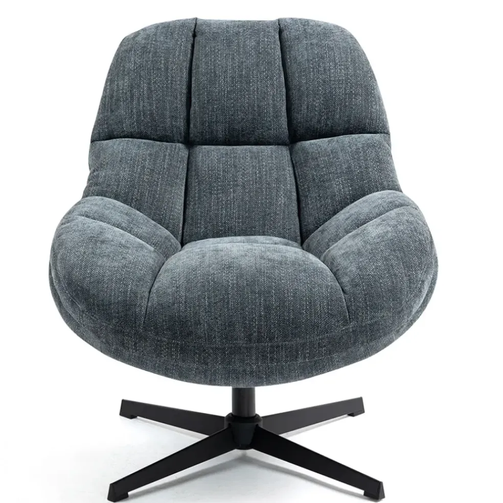 Fauteuil pivotant en tissu bleu - Molto