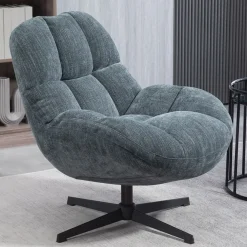 Fauteuil pivotant en tissu bleu - Molto