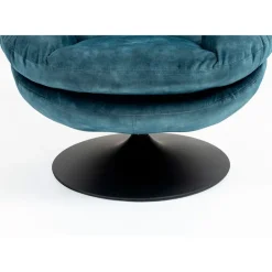 Fauteuil pivotant en velours bleu gris - Topi