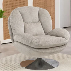 Fauteuil pivotant en velours taupe - Topi
