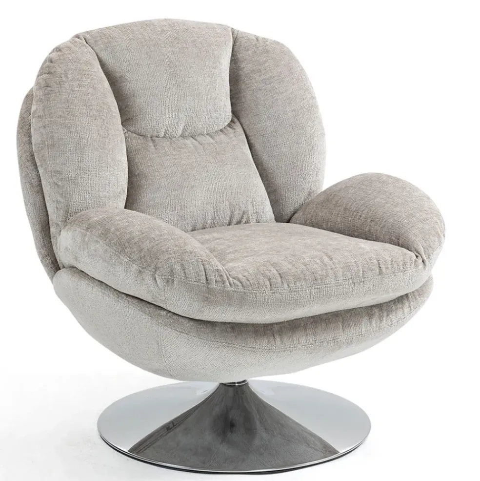 Fauteuil pivotant en velours taupe - Topi