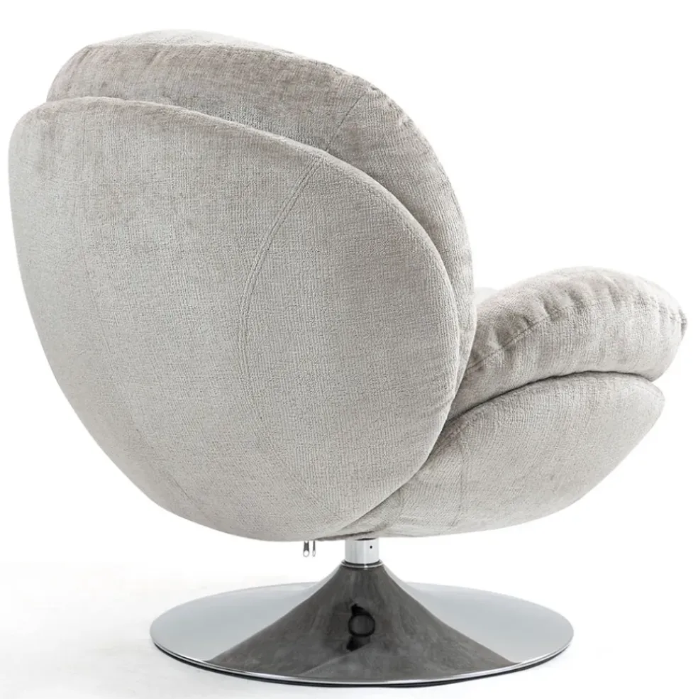 Fauteuil pivotant en velours taupe - Topi