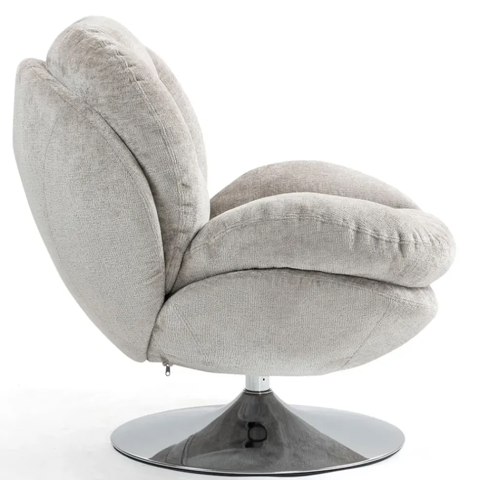 Fauteuil pivotant en velours taupe - Topi
