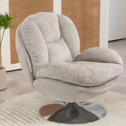 Fauteuil pivotant en velours taupe - Topi
