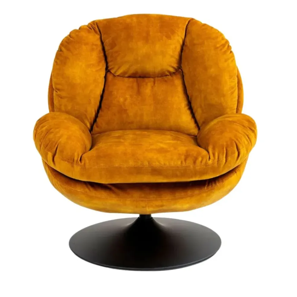 Fauteuil pivotant en velours ocre - Topi