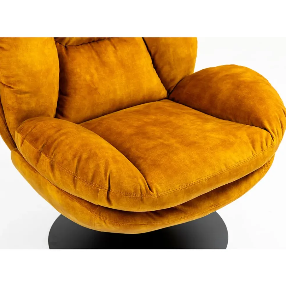 Fauteuil pivotant en velours ocre - Topi