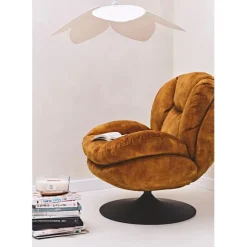 Fauteuil pivotant en velours ocre - Topi