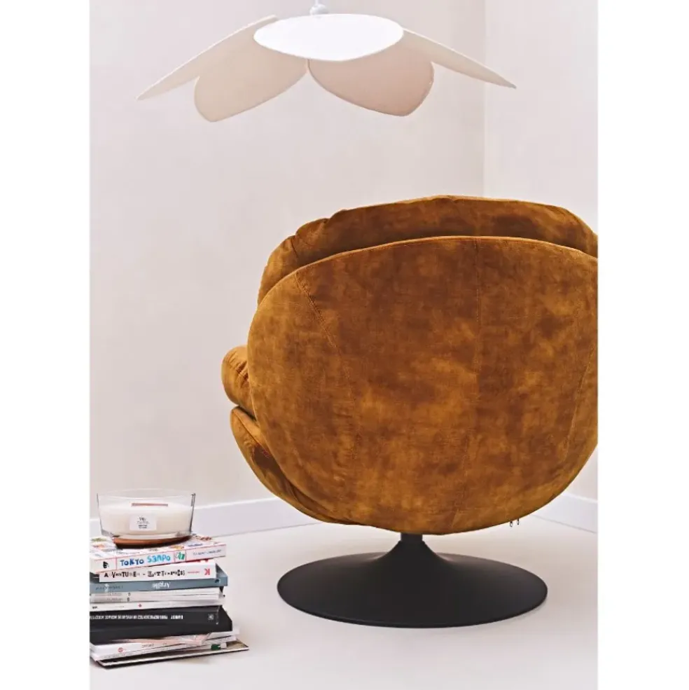 Fauteuil pivotant en velours ocre - Topi