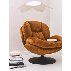 Fauteuil pivotant en velours ocre - Topi
