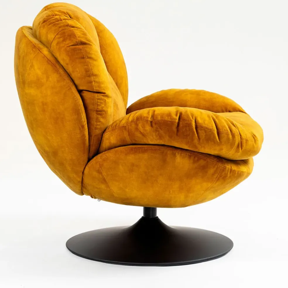 Fauteuil pivotant en velours ocre - Topi