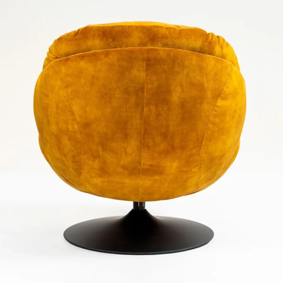 Fauteuil pivotant en velours ocre - Topi