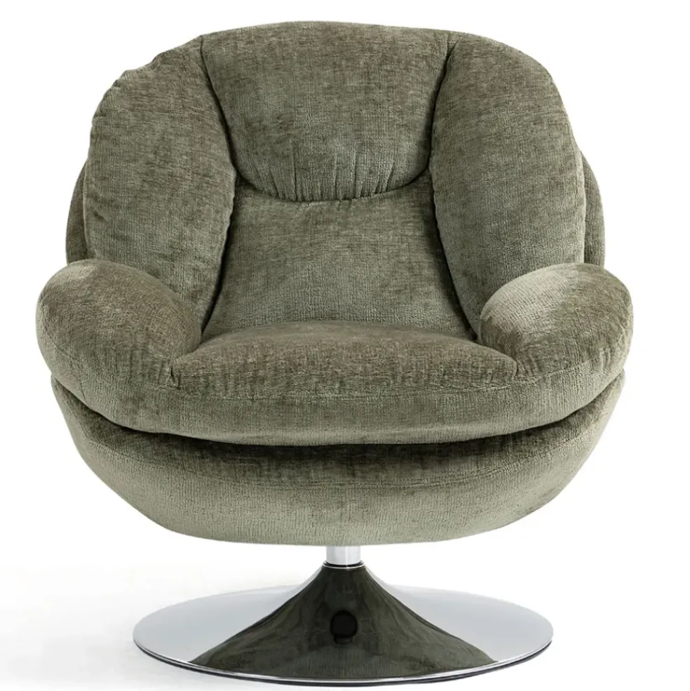 Fauteuil pivotant en velours kaki - Topi
