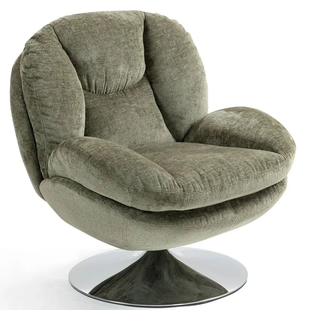 Fauteuil pivotant en velours kaki - Topi