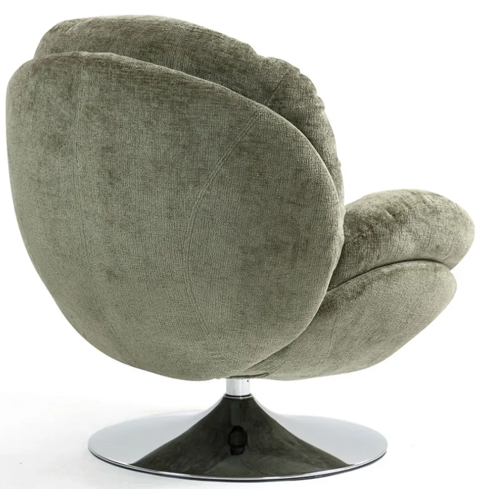 Fauteuil pivotant en velours kaki - Topi