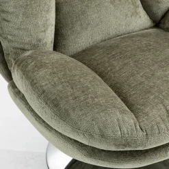 Fauteuil pivotant en velours kaki - Topi