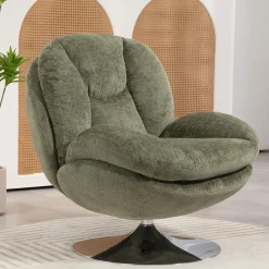 Fauteuil pivotant en velours kaki - Topi