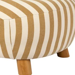 Fauteuil rayé en coton camel et bois d'hévéa - Belly