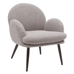 Fauteuil tissu effet laine bouclette gris foncé - Oria