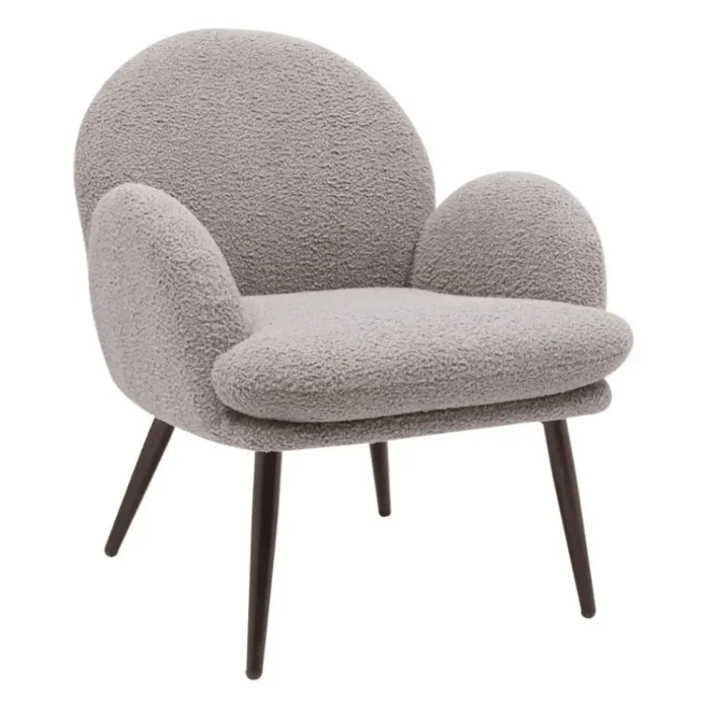 Fauteuil tissu effet laine bouclette gris foncé - Oria