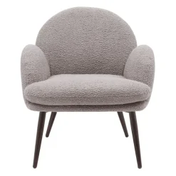 Fauteuil tissu effet laine bouclette gris foncé - Oria