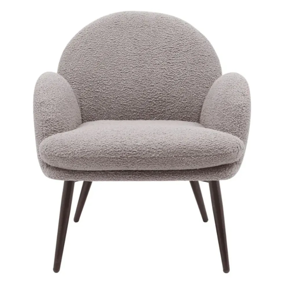 Fauteuil tissu effet laine bouclette gris foncé - Oria