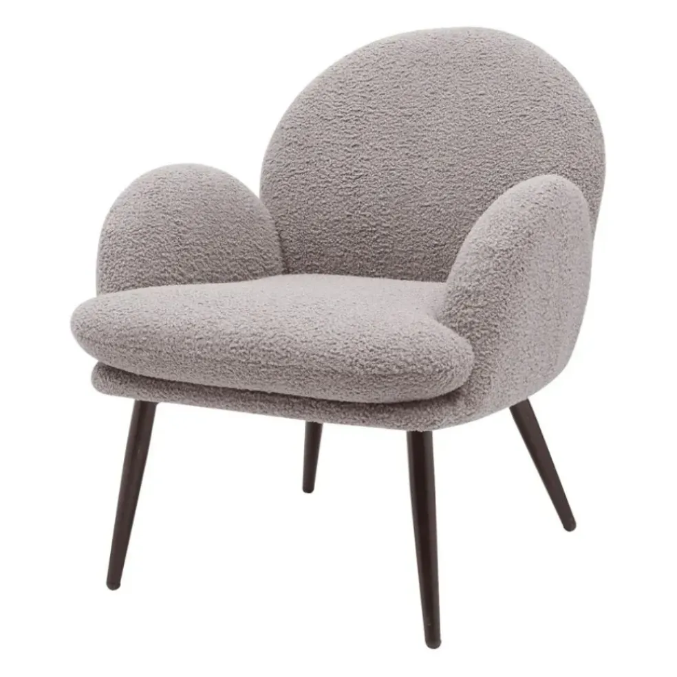 Fauteuil tissu effet laine bouclette gris foncé - Oria