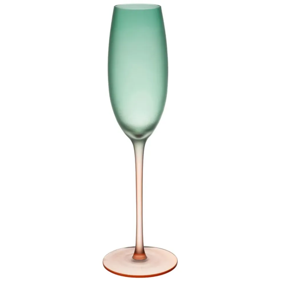 Flute en cristallin vert et corail givré 22cl - Adria