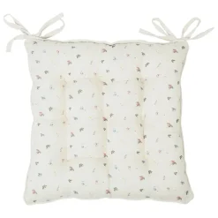 Galette chaise carrée p'tite fleur naturel 40x40cm en coton