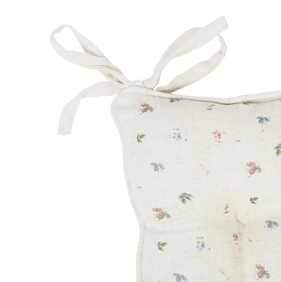Galette chaise carrée p'tite fleur naturel 40x40cm en coton