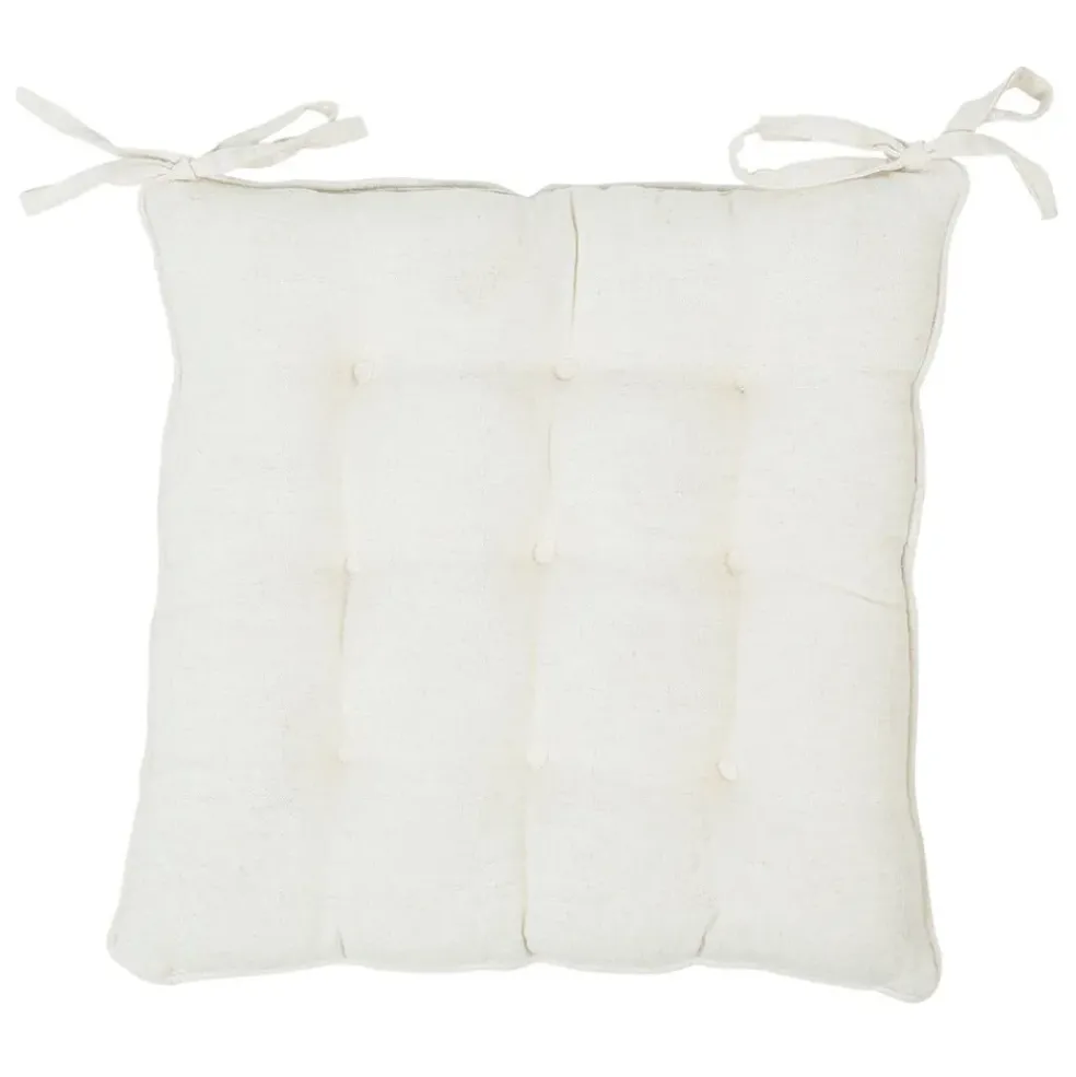 Galette chaise carrée p'tite fleur naturel 40x40cm en coton