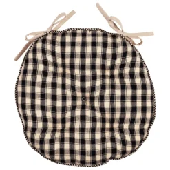 Galette chaise ronde en coton noir d40cm - Campagne