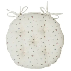 Galette chaise ronde p'tite fleur naturel d40cm en coton