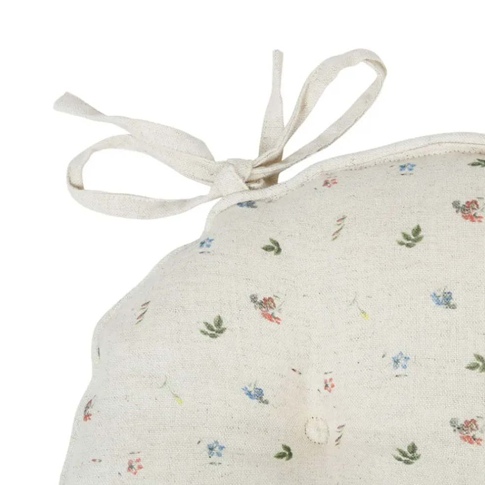Galette chaise ronde p'tite fleur naturel d40cm en coton