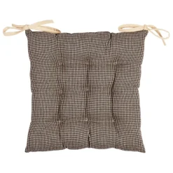 Galette de chaise carré en coton noir 40x40cm - Campagne