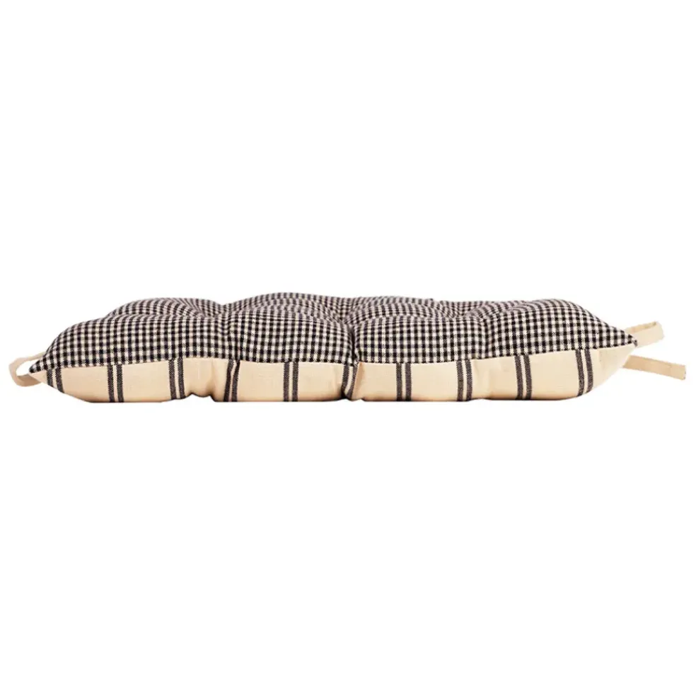 Galette de chaise carré en coton noir 40x40cm - Campagne